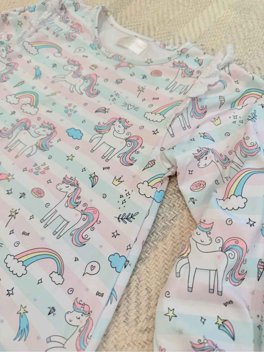 Cecil & Lou Pastel Unicorn Rainbow Knit Long Sleeve Dress - Size 5
